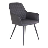 Jackson - Chaise de salle à manger - Gris foncé - Cuir PU et acier - Lot de 2